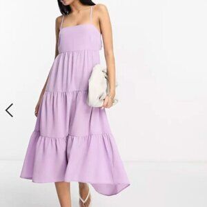 ASOS DESIGN open back tiered hi-low hem maxi dress in lilac